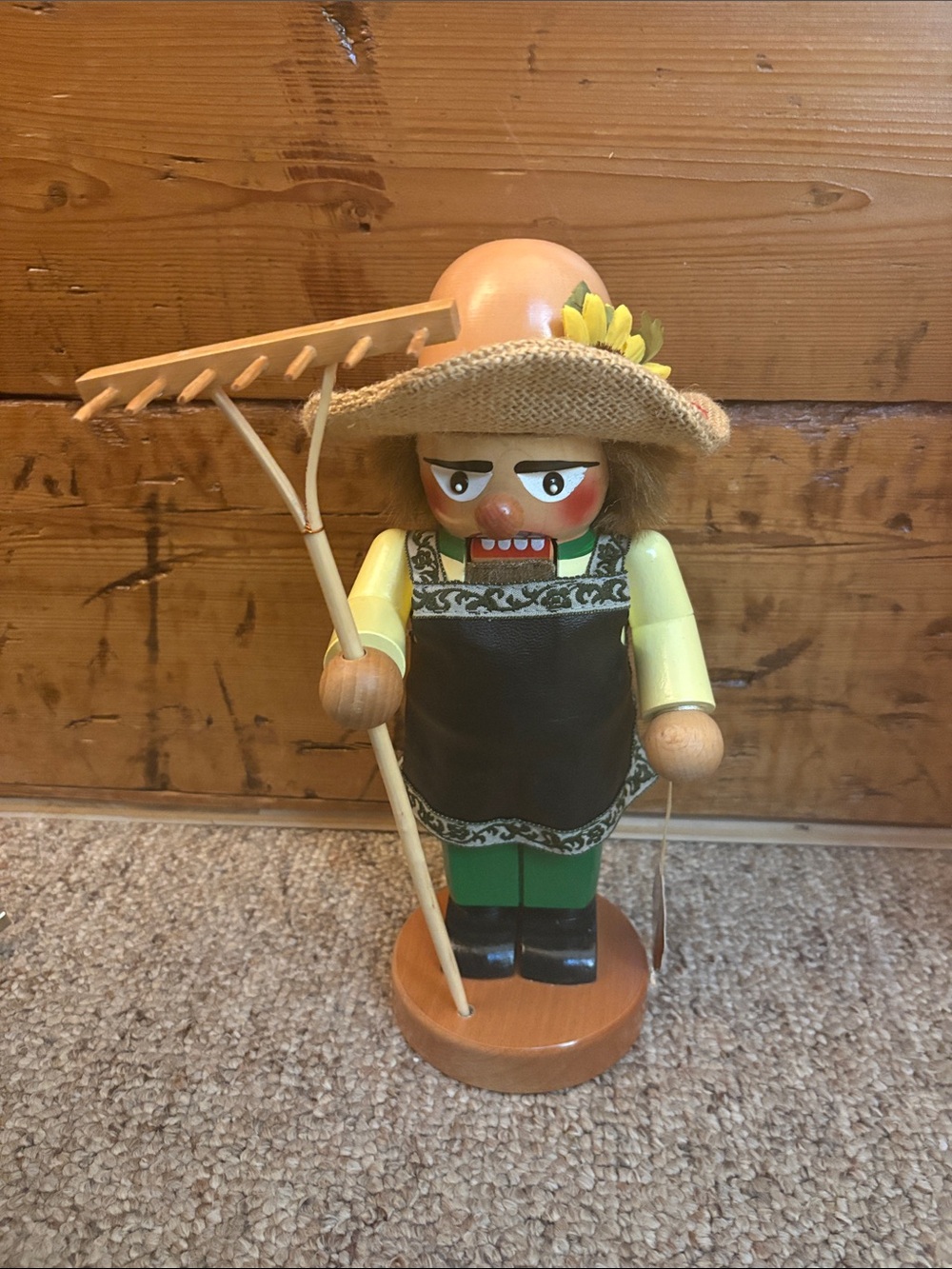 Steinbach Chubby Gardener Nutcracker Doll in tan, green and black